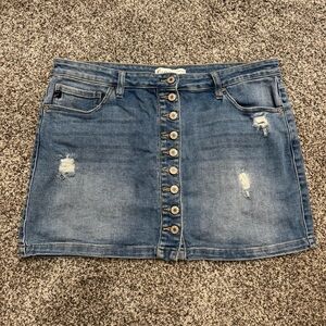 KanCan Denim Button-Up Skirt